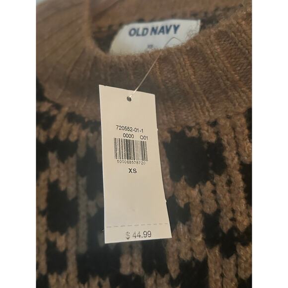 NWT Old Navy Women's Cheetah Print Sweater Brown/Black Soft Size XS (oversized) - Picture 3 of 5